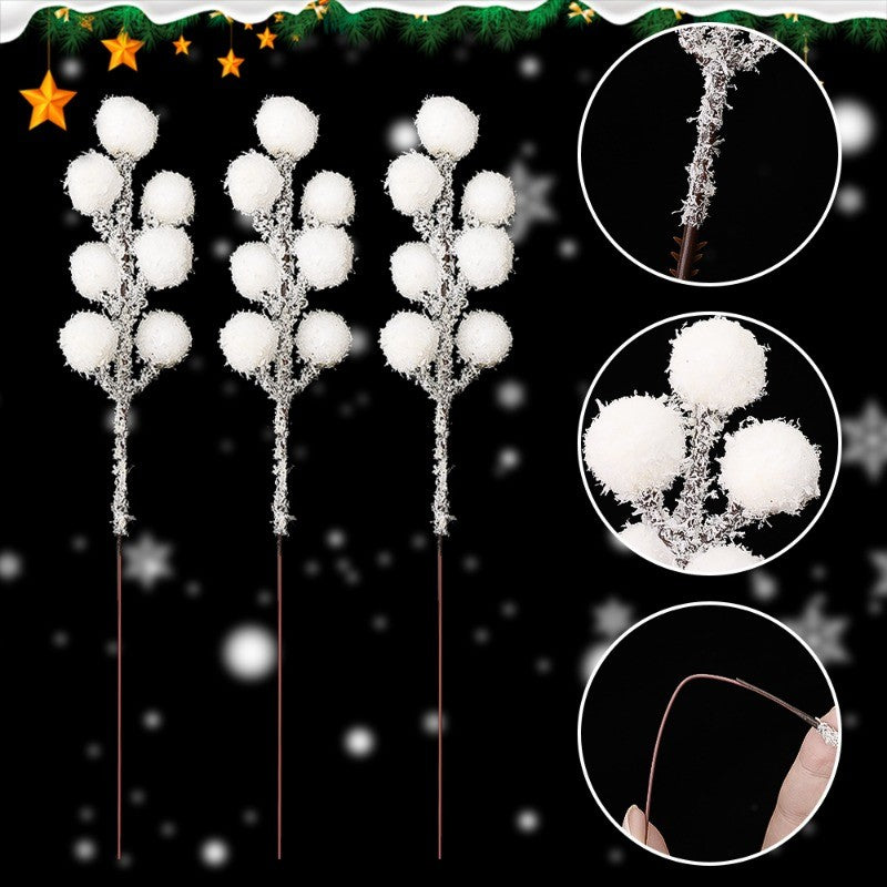 5/200pcs Artificial White Berry Stem Frosted Christmas Berries Branch Snow Tipped Stems Twigs Wreath Xmas Tree Fillers Ornament