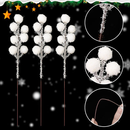 5/200pcs Artificial White Berry Stem Frosted Christmas Berries Branch Snow Tipped Stems Twigs Wreath Xmas Tree Fillers Ornament