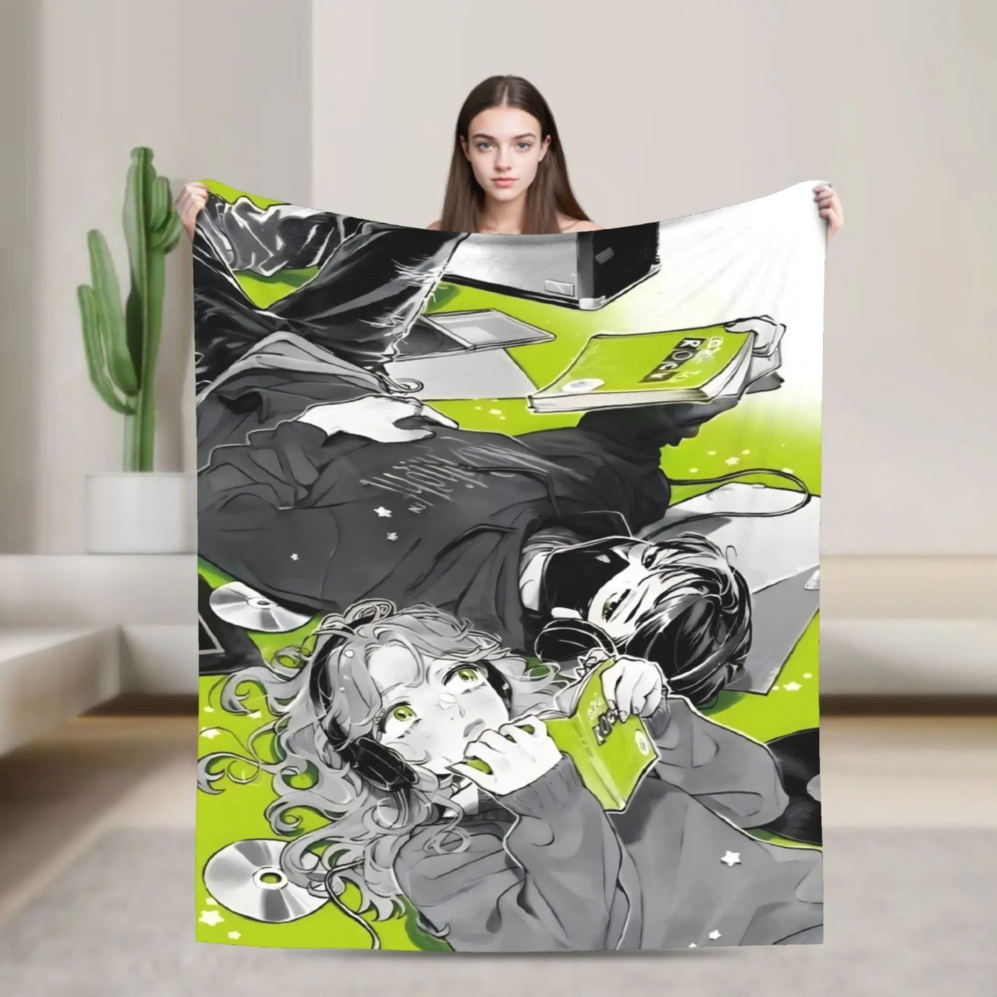 He Guy She Was Interested in Wasnt a Guy at All Manga Blankets Flannel Warm Throw Blanket for Bedding Lounge All Season