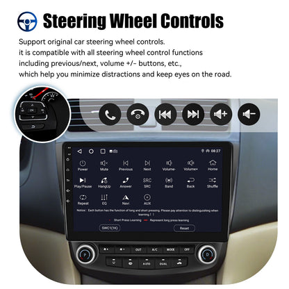 4+64G 10.1" For Honda Accord 7 2003-2007 Android 14 Car Stereo Radio GPS Navi Apple CarPlay WiFi BT Head Unit IPS Touch Screen