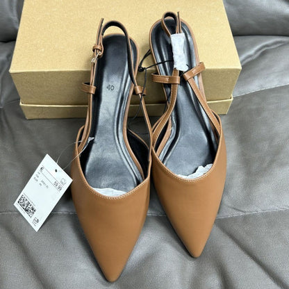 Designer Fashion Pointed Toe Women's Flats 2024 Autumn Elegant Dress Slingbacks Shallow Big Size Comfortable Luxury Ladies Shoes