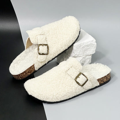 New Fall Winter Women And Men's Slippers With Plush Upper Indoor Outdoor Casual Sandals