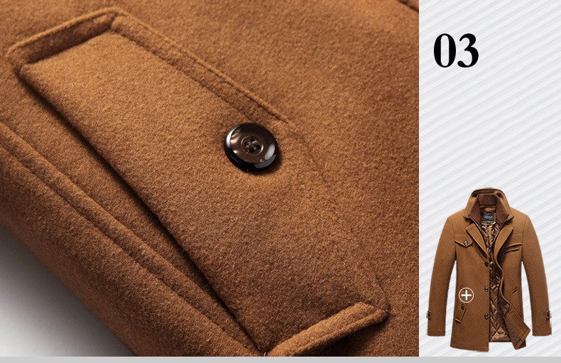 Winter Men's Jacket Oversized Wool Overcoat Solid Warm Pea Coats Thicken Casual Woolen Coat Men Clothing Parka A3F1303