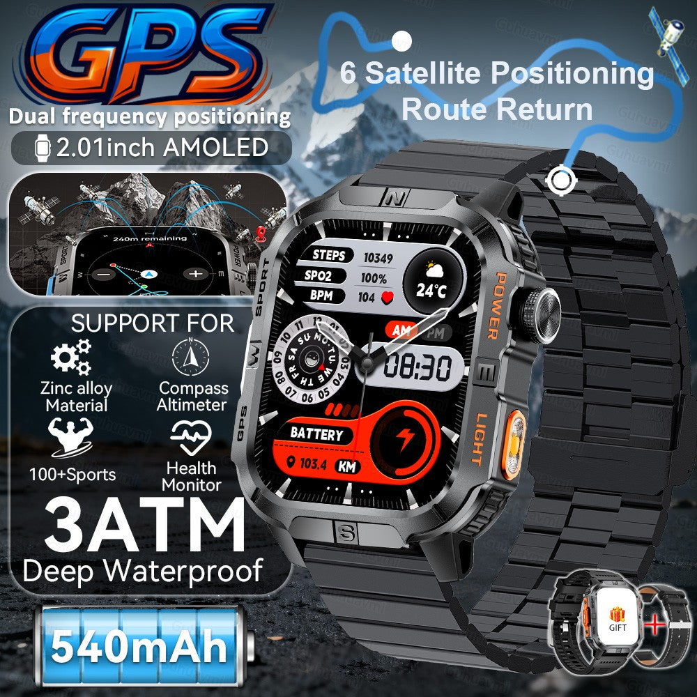 2026 New Millitary Grade GPS Position 2.01"Smart Watch Men 3ATM Waterproof Compass 540mAh Bluetooth Call Sports Smartwatches IOS