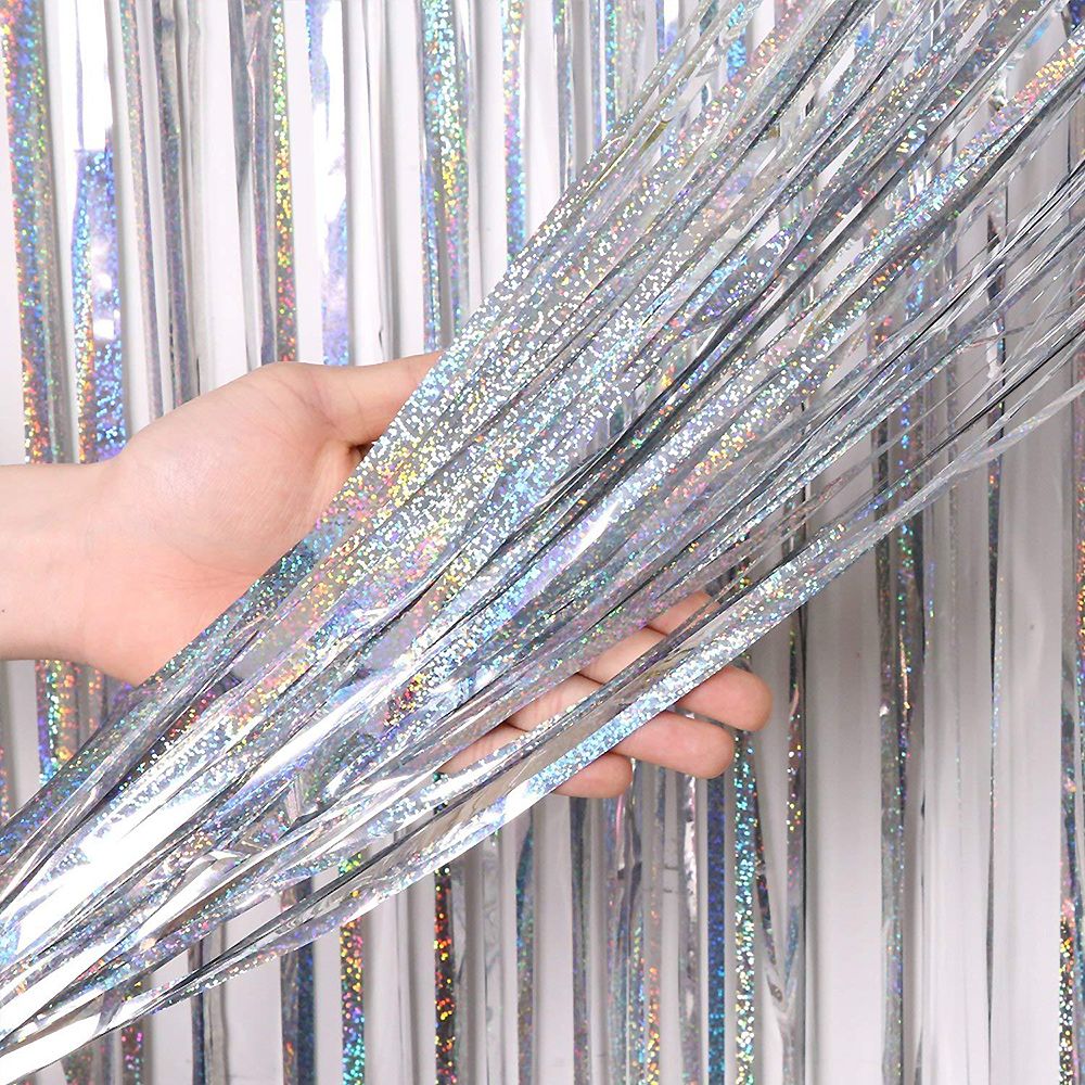 2M Glitter Pink Metallic Foil Tinsel Curtain Backdrop Birthday Wedding Bridal Shower Bachelorette Party Decor Adult Anniversary