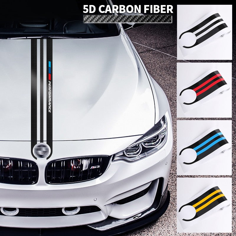 Car Styling Stickers Carbon Fiber Car Hood Sticker Decals M Performance Decor For BMW E90 E46 E39 E60 F30 F10 F15 E53 X5 X6