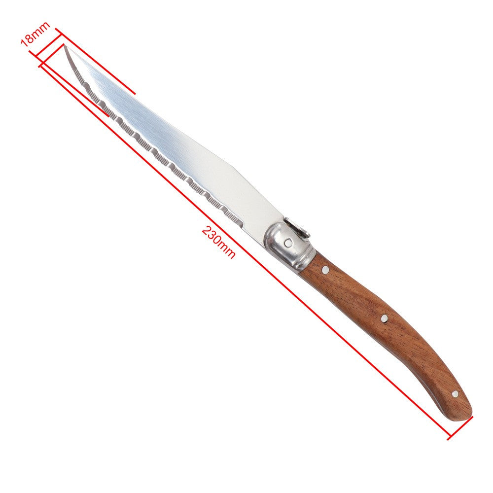 Wood Handle Laguiole Steak Knives Set Sharp Serrated Blade Dinner Knife Cutlery Stainless Steel Table Knives Kitchen 6/8/12pcs