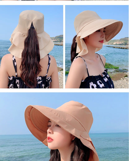 New Women's Summer Sun Hat With Neck Protector And Sunshade For Outdoor Cycling Trip Big-Brimmed Fisherman's Hat Hiking cap