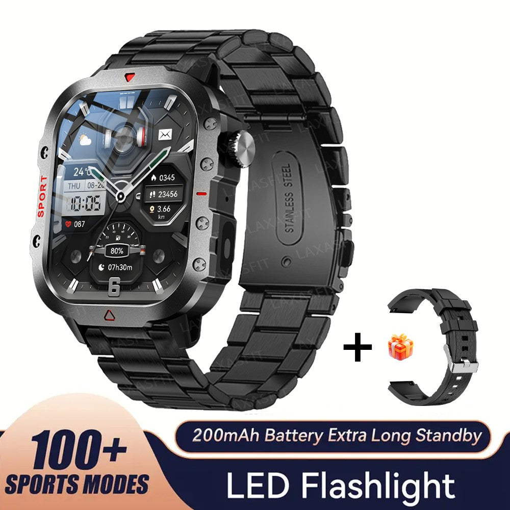 KESHUYOU Relógio Inteligente Esportivo ao Ar Livre Tela HD de 2.01 polegadas Lanterna LED Chamada Bluetooth Relógio Inteligente para Homens Mulheres Presentes de Feriado