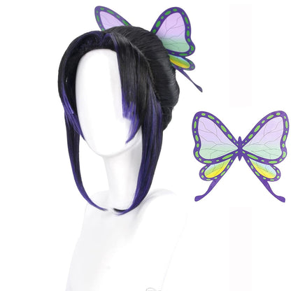 Anime Demon Slayer Kochou Shinobu Cosplay Kimetsu No Yaiba Uniforme Kochou Perucas Sintéticas Cabelos Halloween