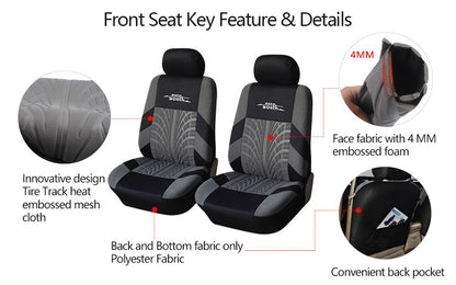 AUTOYOUTH Marca Bordado Capas de Banco de Carro Conjunto Universal para a Maioria dos Carros Capas com Detalhe de Banda de Rodagem do Pneu Estilo Protetor de Banco de Carro