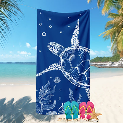 Turtle pattern beach towel, soft microfiber bath towel, suitable for outdoor travel camping beach vacation