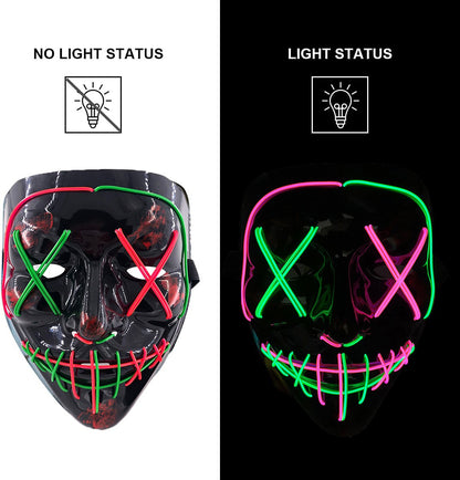 Scary Wireless Glowing LED Mask Halloween Party Supplies Neon Purge Mask Cosplay Luminous Face Masks Carnival Festival Props