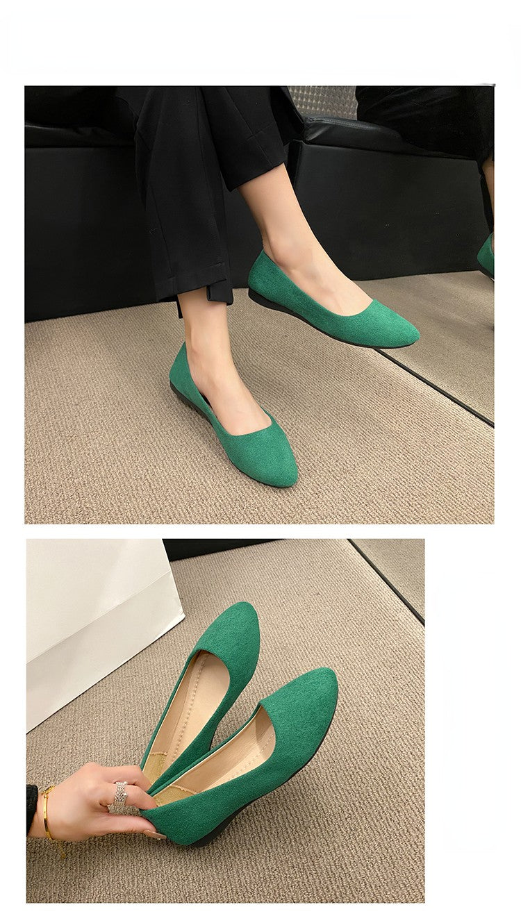 Plus Size 35-42 Women Flats Slip on Candy Color Woman Boat Shoes Black  Faux Suede Ladies Ballet Flats