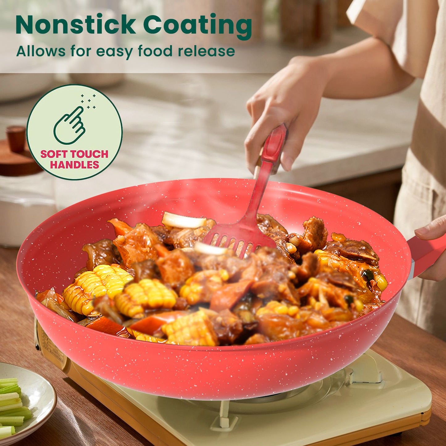 13-Piece Luxury Nonstick Cookware Set - Skillet Outdoor Set for Home Cooking Kitchen Utensils - Gift for Family and Friends