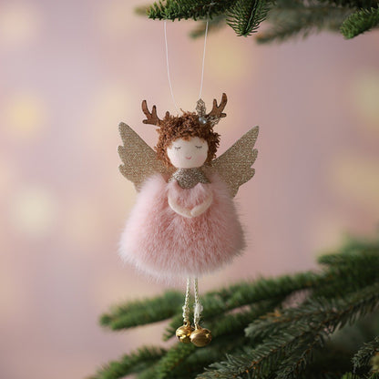 2Pcs New Christmas Cute Plush Angel Doll Pendant Lovely Boys Girls Xmas Tree Hanging Decoration Merry Christmas Party Ornaments