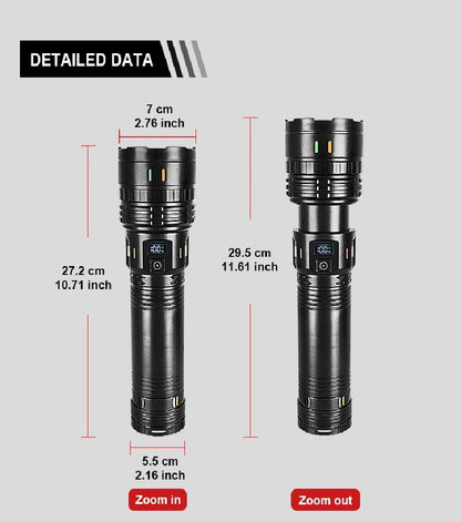 30000000LM High Power LED Flashlight Most Bright Tactical Torch Rechargeable Portable Light Long Shot 5000M Camping Hunting Lamp