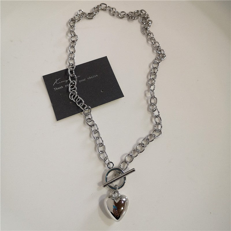Punk Rock Black Heart Cross Pendant Chain Necklace For Men Women Cool Hip Hop Street Vintage 90s Y2K Grunge Goth Accessories