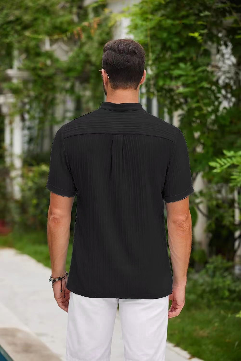 Hawaiian Men's Retro Cotton And Linen Henry Shirt Casual Loose With Sporty Stand-up Collar Buttons 2025 New Men's Casual Shirt
