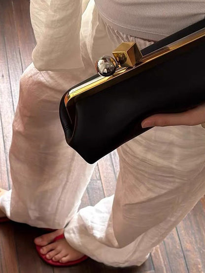 Fashion Long Clutch Bag for Women Luxury Designer Kiss Clip Handbags Luxury Pu Leather Underarm Shoulder Bags Trend Party Purses