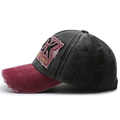 Korean version washed letters spring and autumn men's and women's fashion shabby denim baseball cap sunhat Official Website