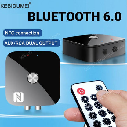 NFC Bluetooth 6.0 Audio Receiver Aux 3.5mm 2RCA Music Wireless Adapter With Mic USB U-Disk Play Remote Control for TV Car