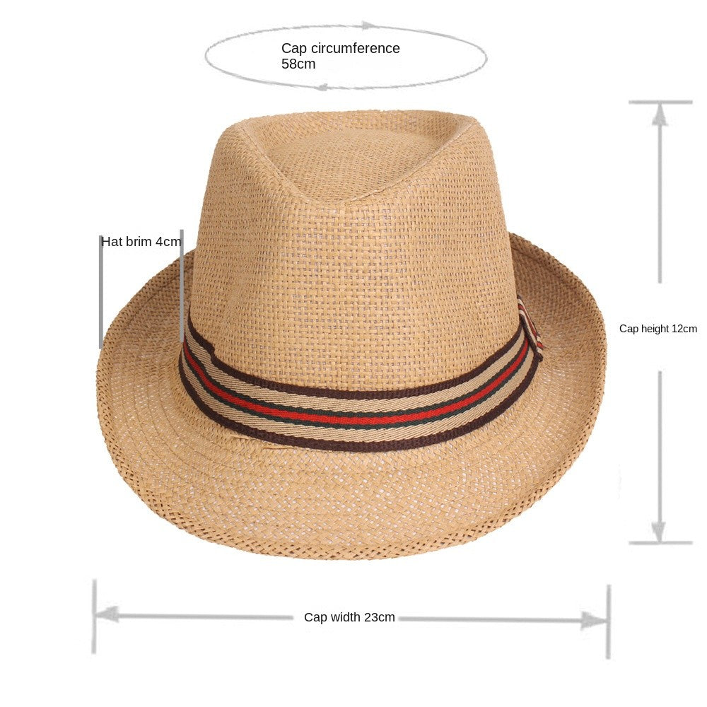 Chapéu de Palha Masculino Moda Primavera Verão Chapéus de Sol Praia Feminino Cor Sólida Fedoras Fita Listrada Casual Cowboy Jazz Cap Gangster Cap