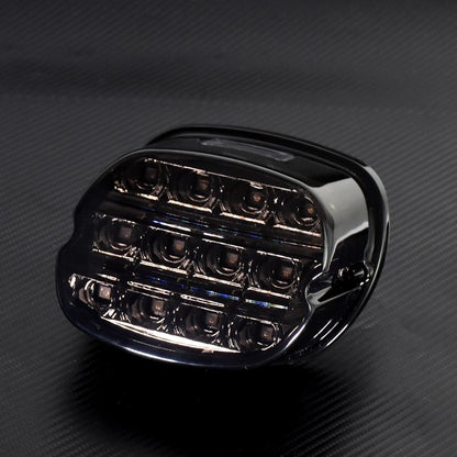 Luz traseira de LED 12V para motocicleta, lente fumê/vermelha, luz de freio, placa de licença, lâmpada traseira para Harley Dyna Touring Sportster Wide Glide