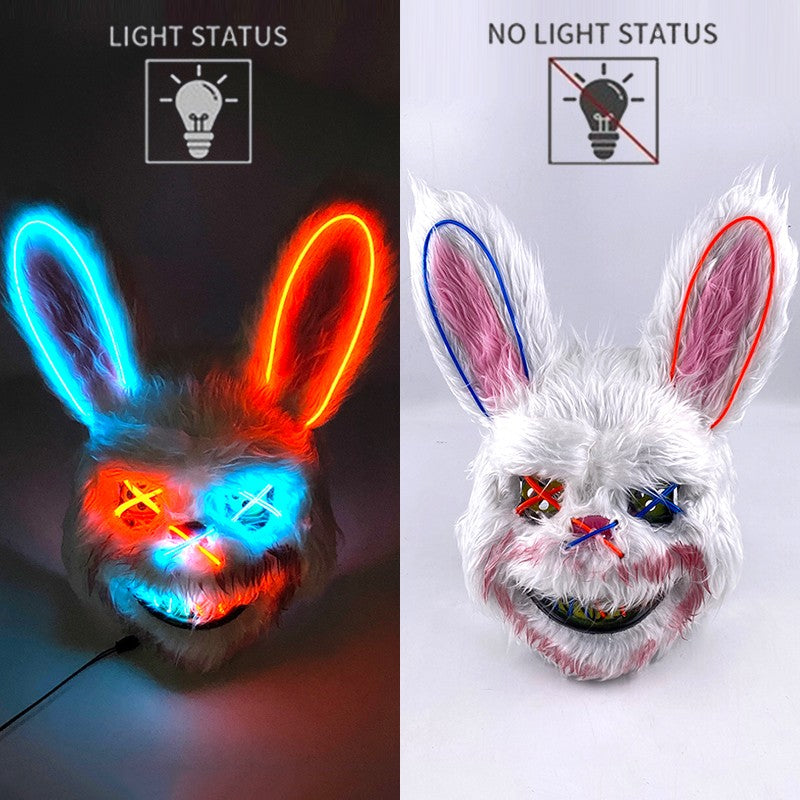 Hot Bloody Rabbit Bear Luminous LED Mask Halloween Horror Bunny Mask Carnival Party Props Cosplay Dress Up Headgear