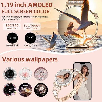 LIGE New Ultra Thin Smart Watch Women Screen Always Display Time Diamond Luxury Bracelet Voice Calling AMOLED Smartwatch Ladies