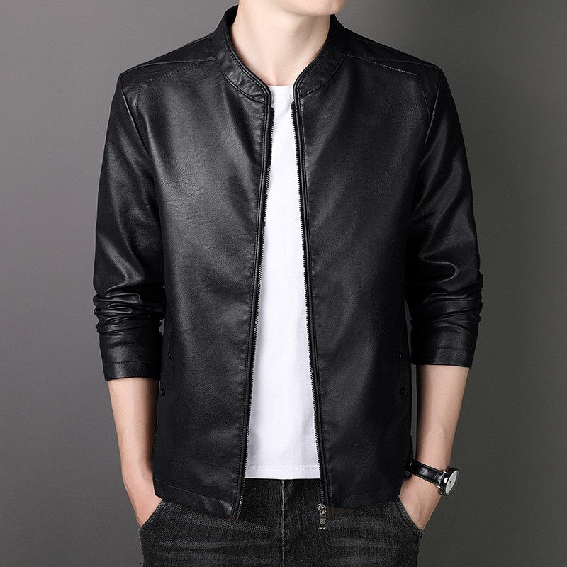 Plus Size 8XL Trendy Men's PU Leather Jacket Stand Collar Motorcycle Coat Casual Biker Jacket Men's Fashion Outerwear Streetwear