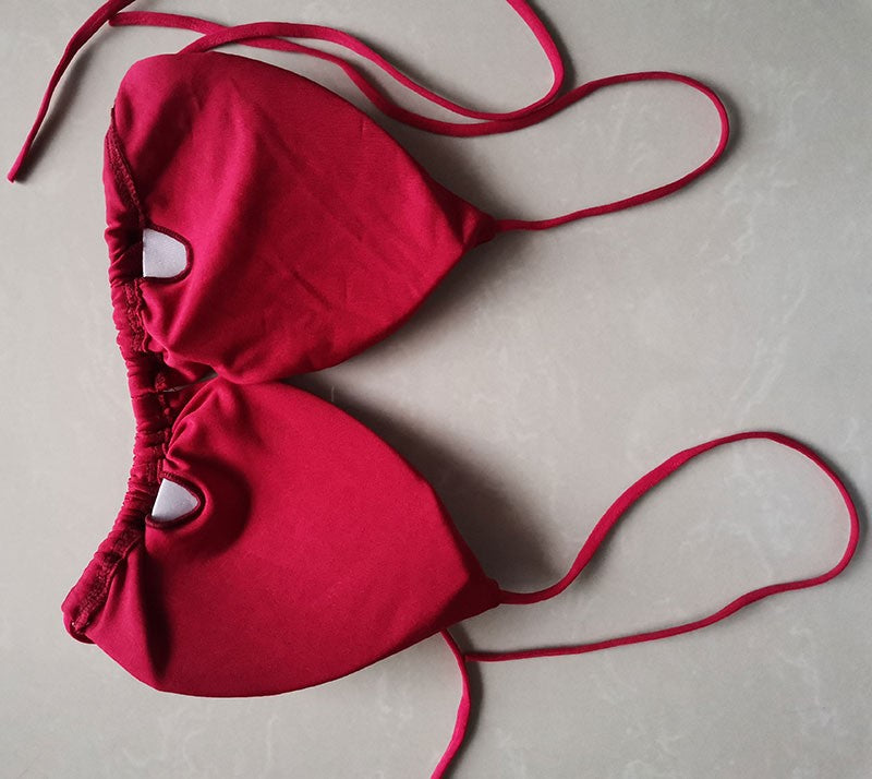 Summer Sexy Bikini set Push-up padded Bra Thong Split Swimwear Female Bandage Bathing Suit Adjustable Lacing Swimsuit Solid