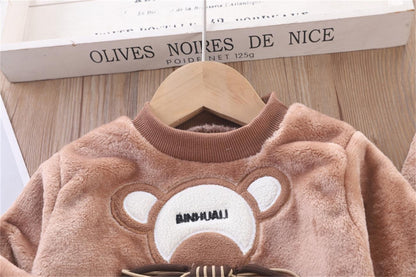 3PCS Winter Autumn Toddler Baby Boys Girls Clothes Baby Sweaters Coat +Pants +Hooded Vest Outfit Set Infant Warm Clothing Suits