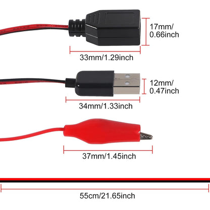 USB to Alligator Clip Adapter Cable Male Female USB to Alligator Clip Probe USB Cables with Alligator Clip for Circuit Test
