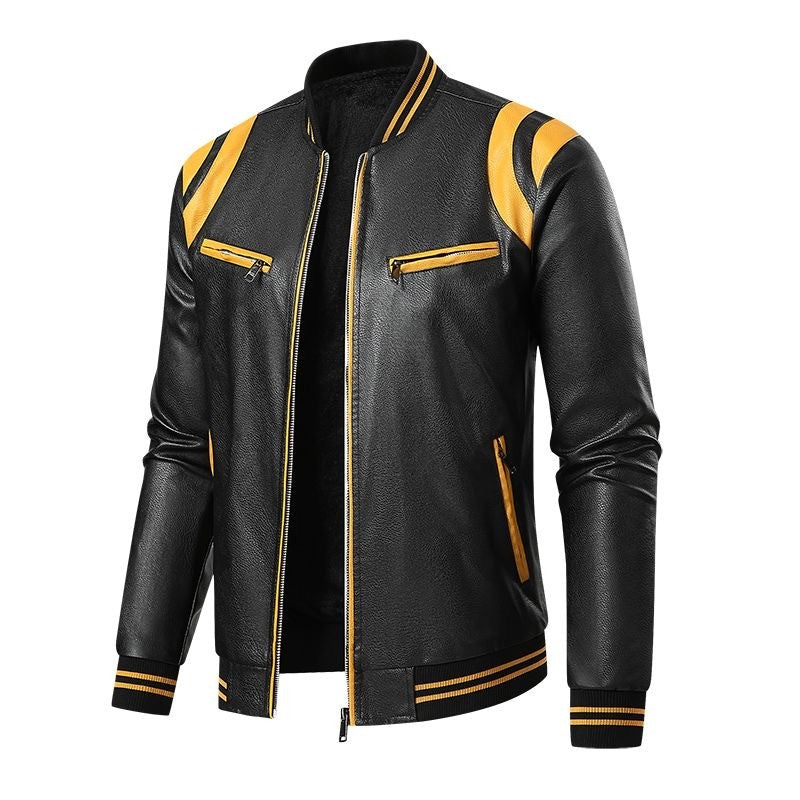 Spring and Autumn New Fashion Trend Retro Motorcycle PU Leather Jacket Men's Casual Loose Sports Large Size High Quality Coat
