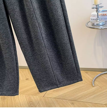 2025 Autumn Winter New All-match Fashionable Solid Color Elastic Waist Wide Leg Pants Women Clothes Casual Drawstring Trousers