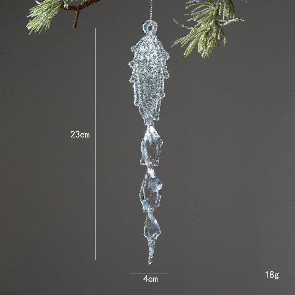 High Quality Crystal Clear Christmas Tree Ornaments Acrylic Glitter Icicle Decorations Transparent Hanging Party Holiday Decor