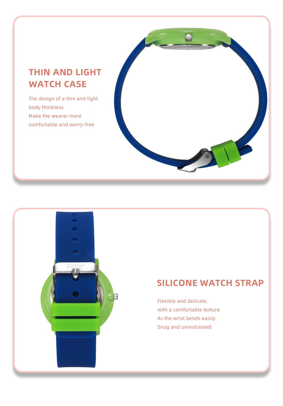 TPW Learning Watch Colorful Dial Cute Watch For Young Ladies Rubber Strap Luminous Hands