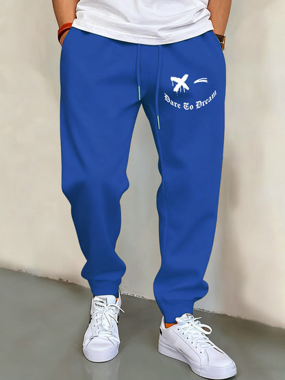 We Will Dare To Dream Design Men'S Elastic Waist Pants Jogger Fleece Drawstring Long Pant Fashion Casual Male Sports Sweatpants
