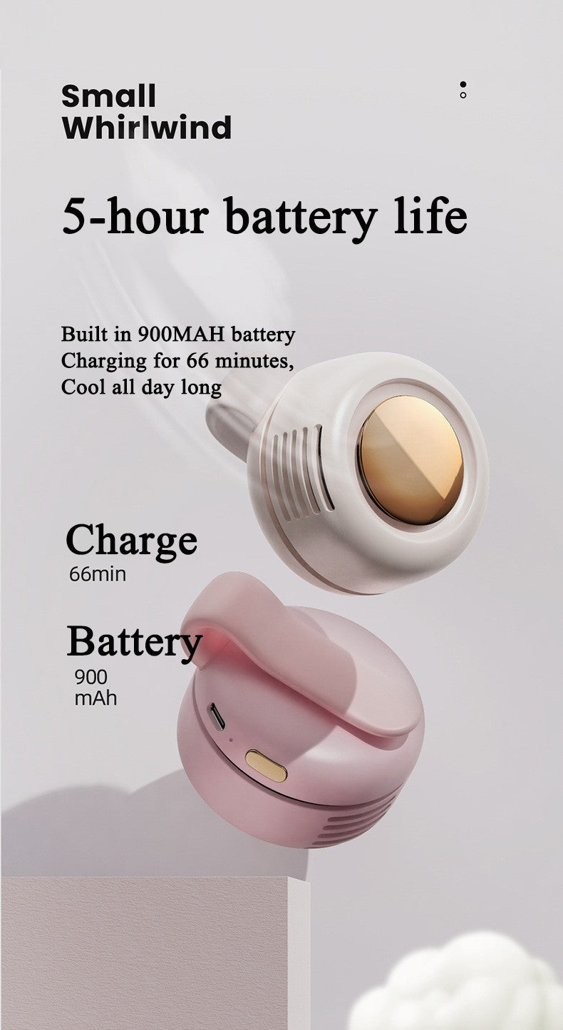 USB Hanging Neck Fan Portable Mute Mini Clip Hanging Waist Electric Fan 900mah Leafless Fan 3 Speeds for Outdoor Camping Fishing