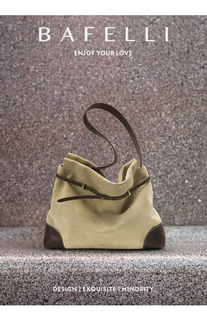 ?Genuine Suede Women's Bag Large Capacity Crossbody Underarm Tote for Commuting Multi-functional Hobo Bag