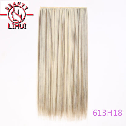 Extensões de cabelo sintéticas com clipe, longas e lisas, com 5 clipes em uma única peça, extensões de cabelo multicoloridas LIHUI