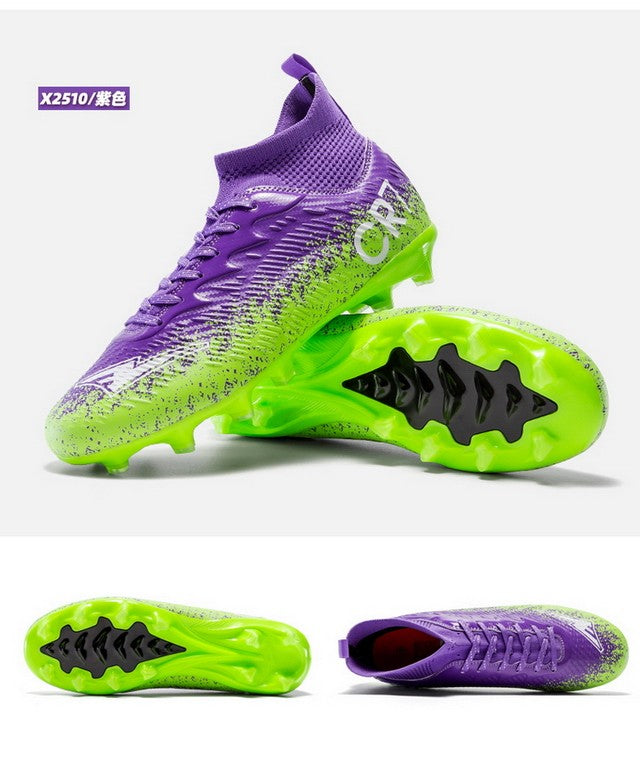 Men Soccer Shoes Football Boots Ultra-light Non-slip Long Spikes Outdoor Professional Cleats Grass Sports Shoes Match Sneakers
