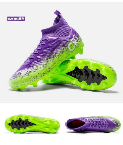 Men Soccer Shoes Football Boots Ultra-light Non-slip Long Spikes Outdoor Professional Cleats Grass Sports Shoes Match Sneakers