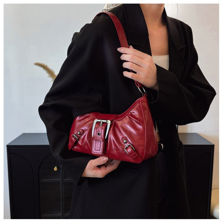 2025 Large Capacity Pleated New Retro Commuter Temperament Locomotive Do Old Style Underarm Shoulder Bag Women