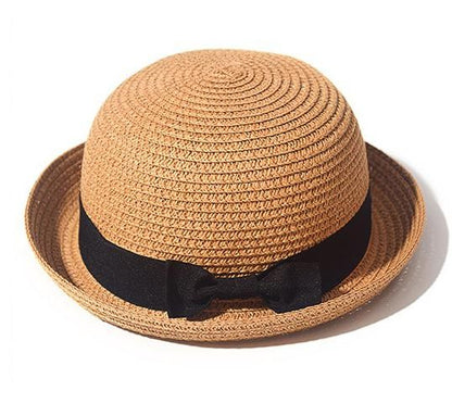 Chapéu Panamá COKK, Simples, de Verão, Praia, Feminino, Casual, Aba Reta, Chapéu de Palha com Laço para Meninas, Chapéu de Sol, Chapéu Feminino