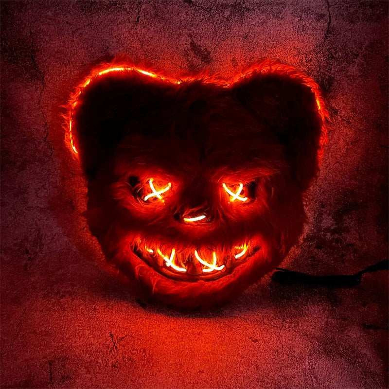 Bunny Mask Masquerade LED Rabbit Bear Mask Glowing Halloween Party,Mask For Carnival Cosplay Props Party without batteries