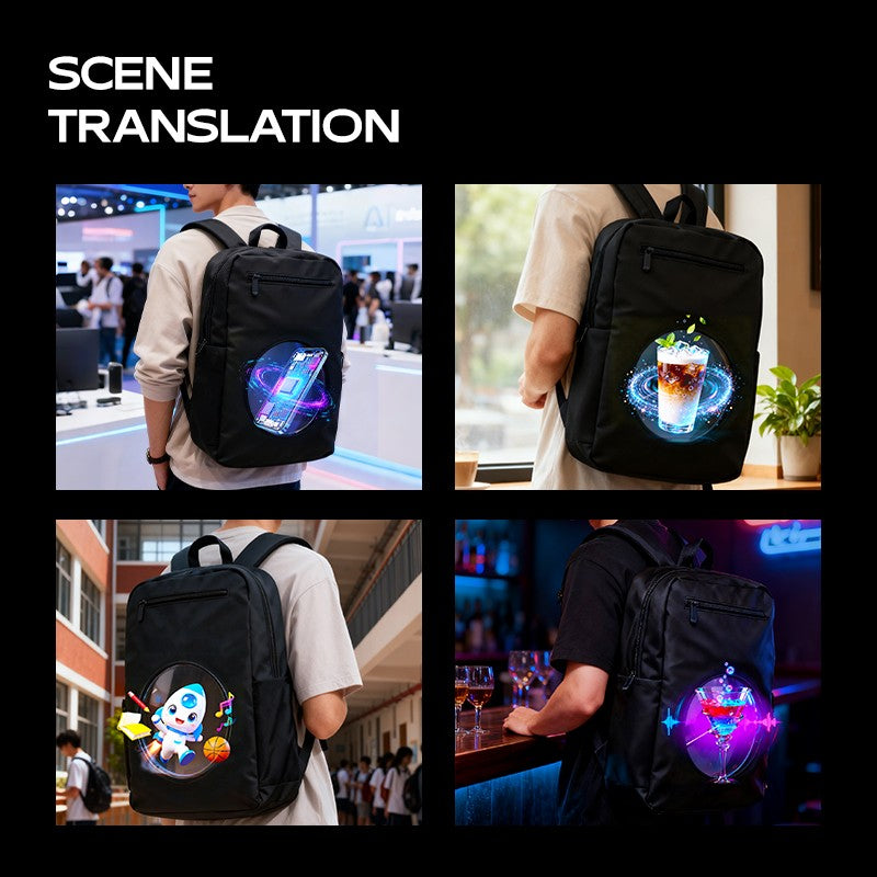 Cool 3D Fan Backpack Hologram Projector Led Sign Holographic Lamp Player Holographic Machine 3D Advertising Backpack Shoulderbag
