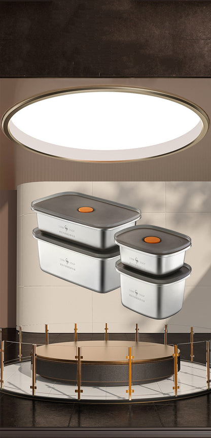 Luxury LFGB Certificated 304 Stainless Steel Crisper Silicone Sealing Edge Vacuum Container Air Exhaust Fresh-Keeping Food Box