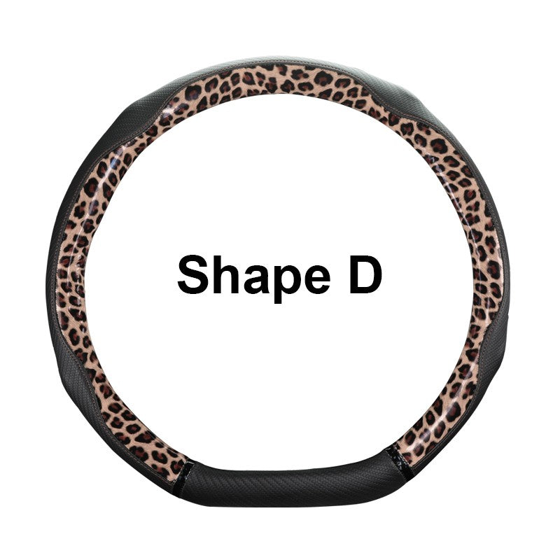 Capa de Volante de Couro Antiderrapante para Carro Capa Protetora Universal com Estampa de Leopardo Estilo Moda 38cm Formato O D
